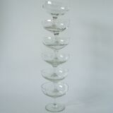 set of 6 engraved crystal champagne glasses 1950 8 X 9.5 cm