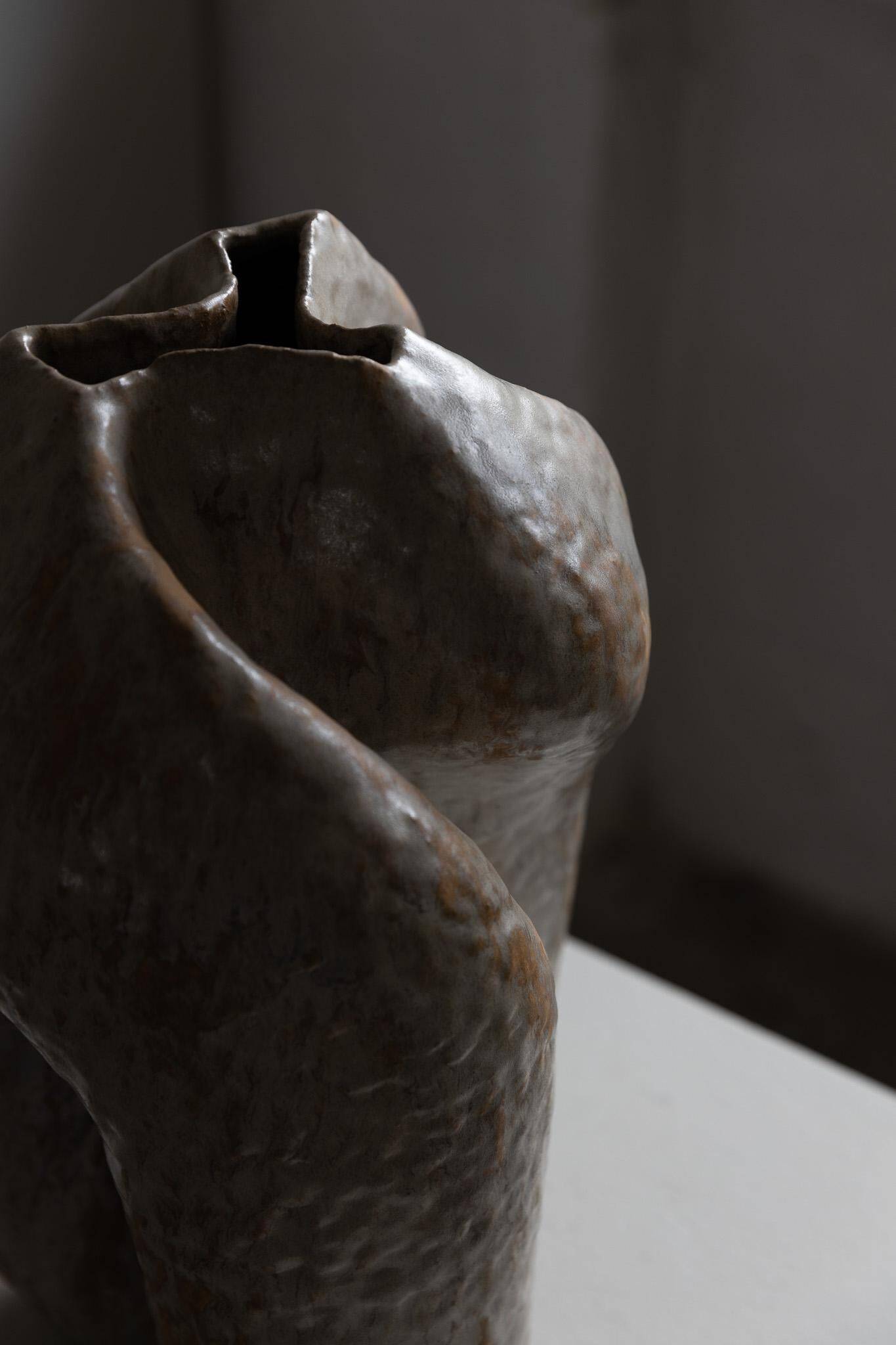 Large stoneware floor vase in ceramic by Danish artist Ole Victor, 2022.