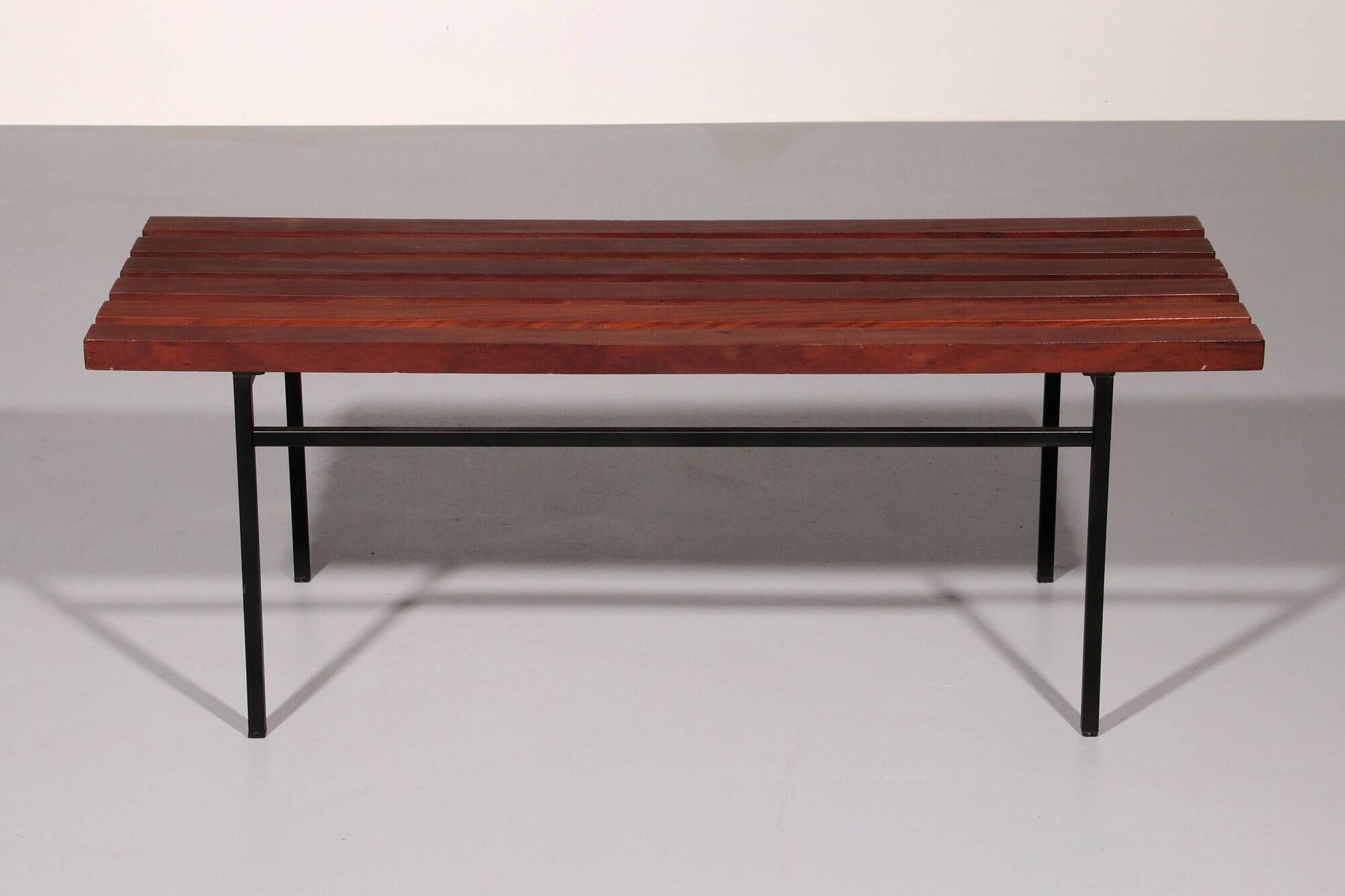 Mid-Century Meranti Wood Bench 1960 Italy