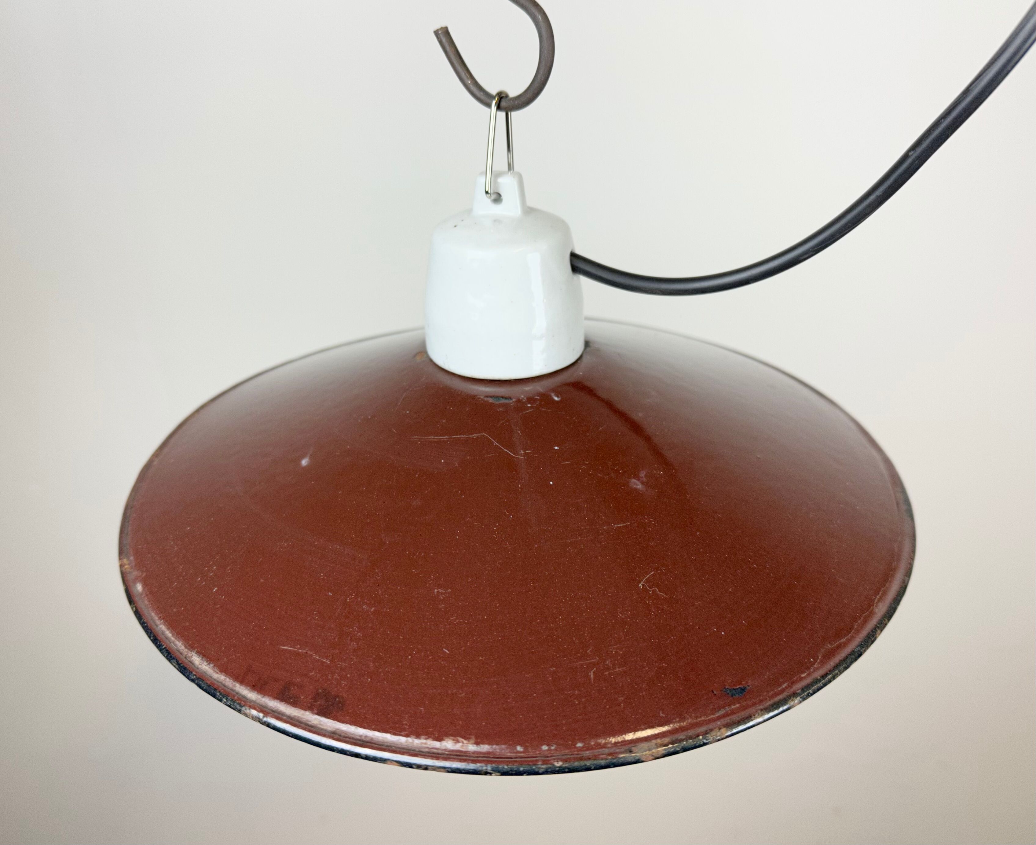 Industrial Red Enamel Pendant Light, 1970s