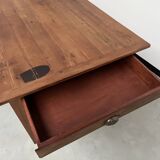 Teak farmhouse table with spindle legs