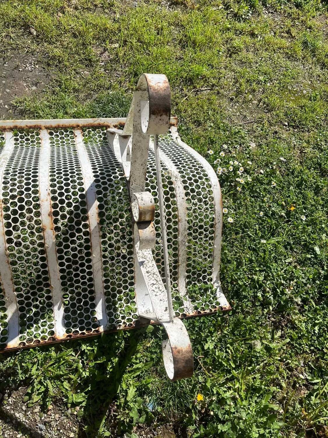 Public bench, street furniture, wrought iron garden bench