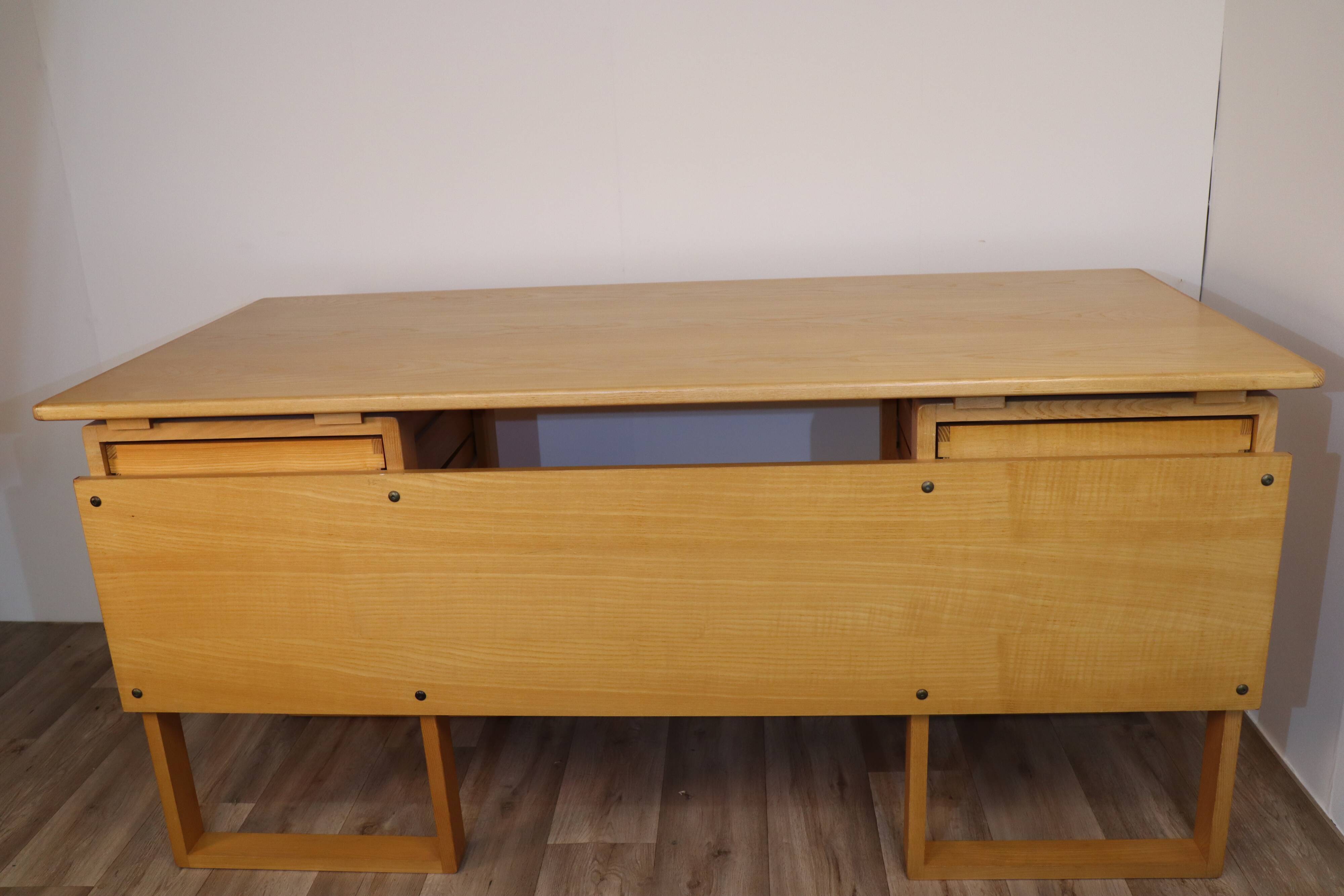 Vintage architect's desk in light wood circa 1970