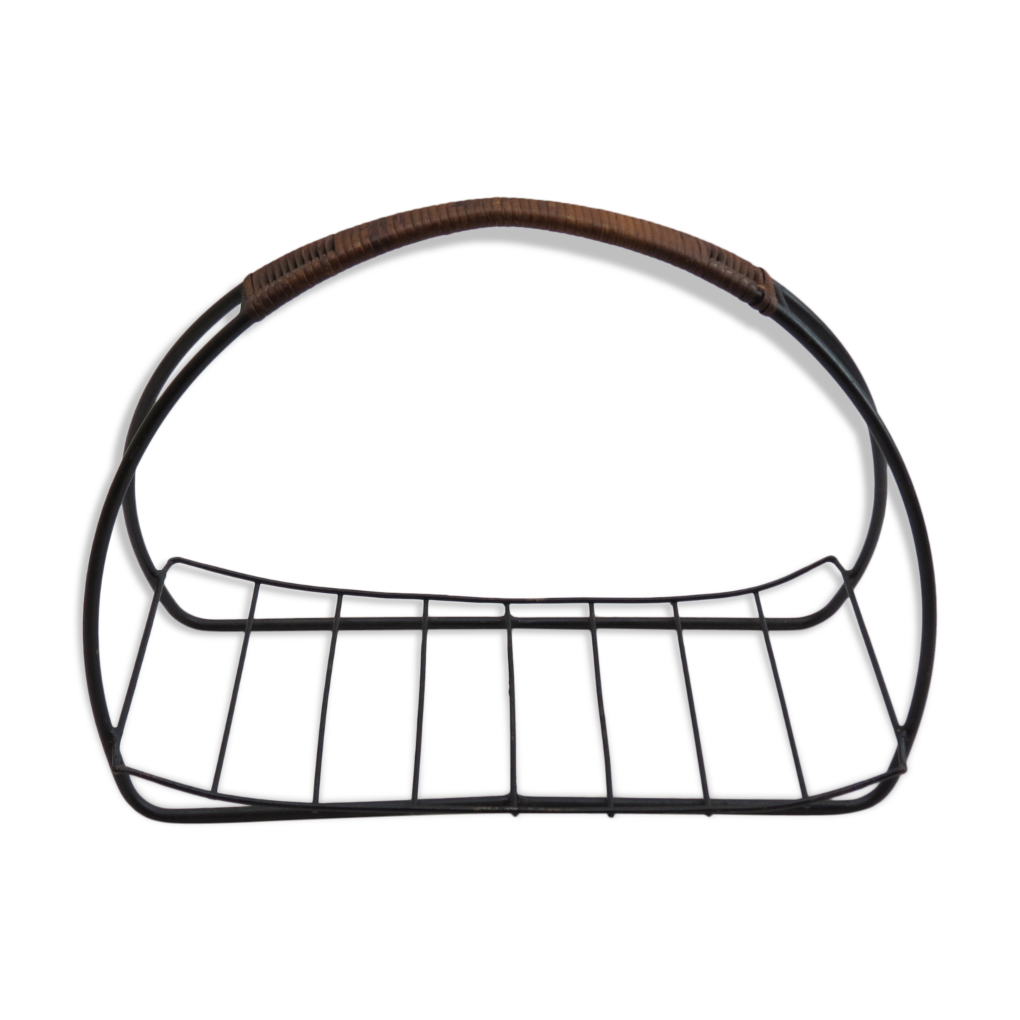 Log metal and cane log basket 1960