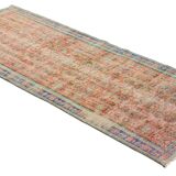 Tapis Oushak Ancien en Longueur – Couleurs Terre & Bleu, 104 x 260 cm