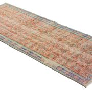 Tapis Oushak Ancien en Longueur – Couleurs Terre & Bleu, 104 x 260 cm
