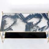 Table basse laiton chrome miroir décoré  1970