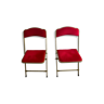 Lot de 2 chaises pliantes d'opéra en velours rouge et laiton