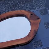 Fish design mirror in walnut stamped R.Lecompte