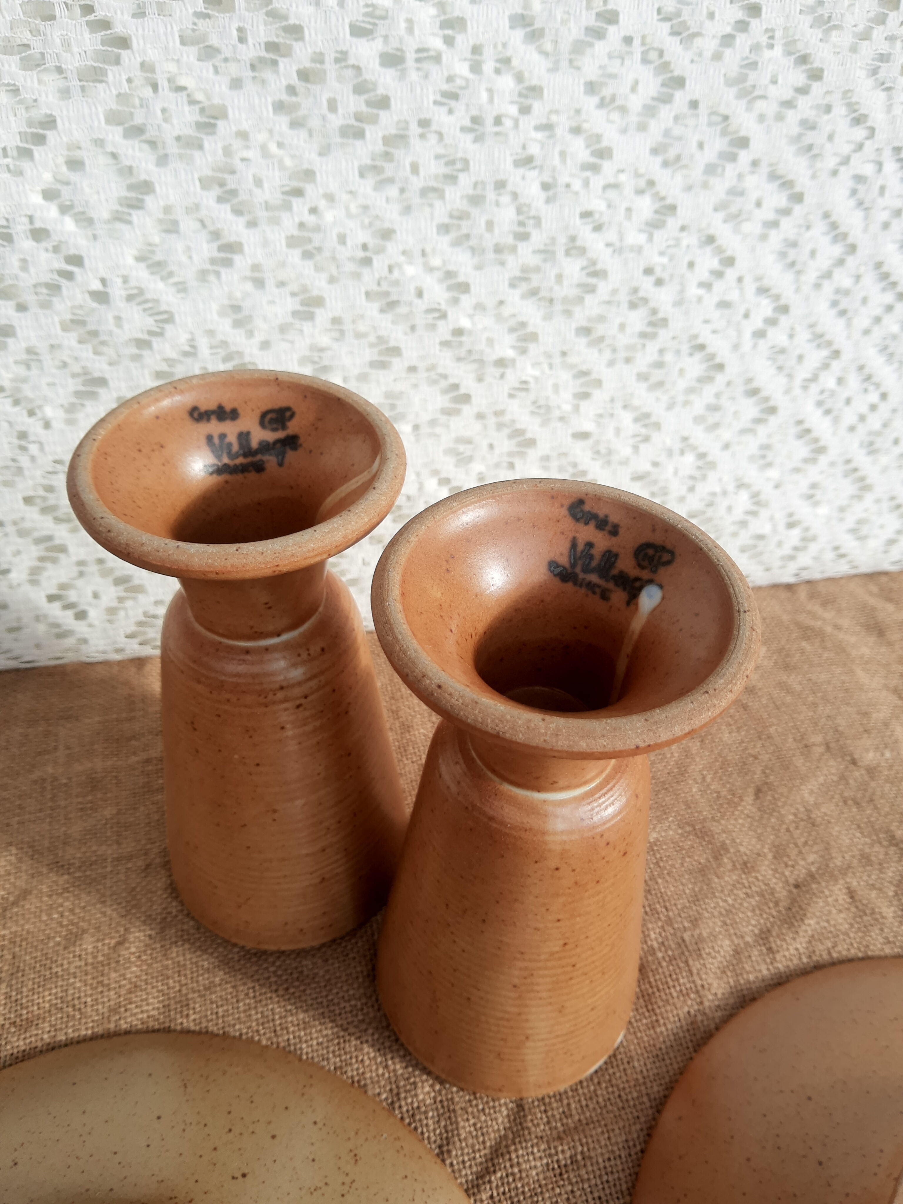 Coffee service tea chocolate stoneware village CNP France vintage