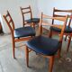 Set of 4 vintage Scandinavian chairs with Skaï seat