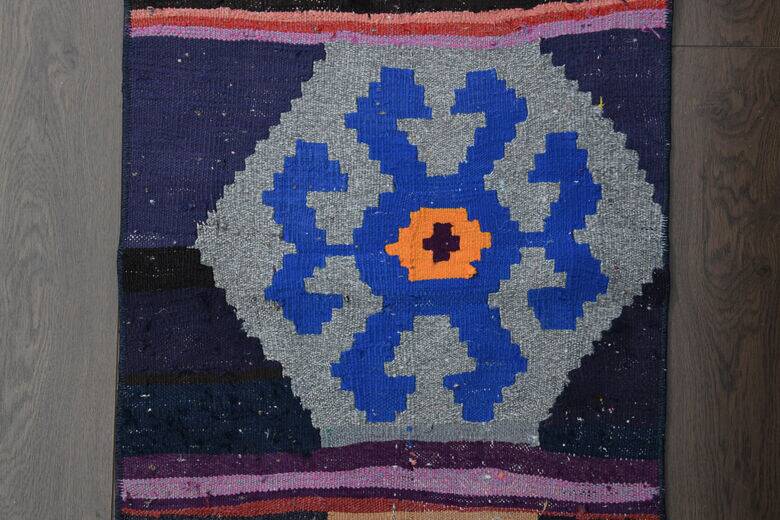 Tapis couloir kilim Oushak à tissage plat 58x268 cm
