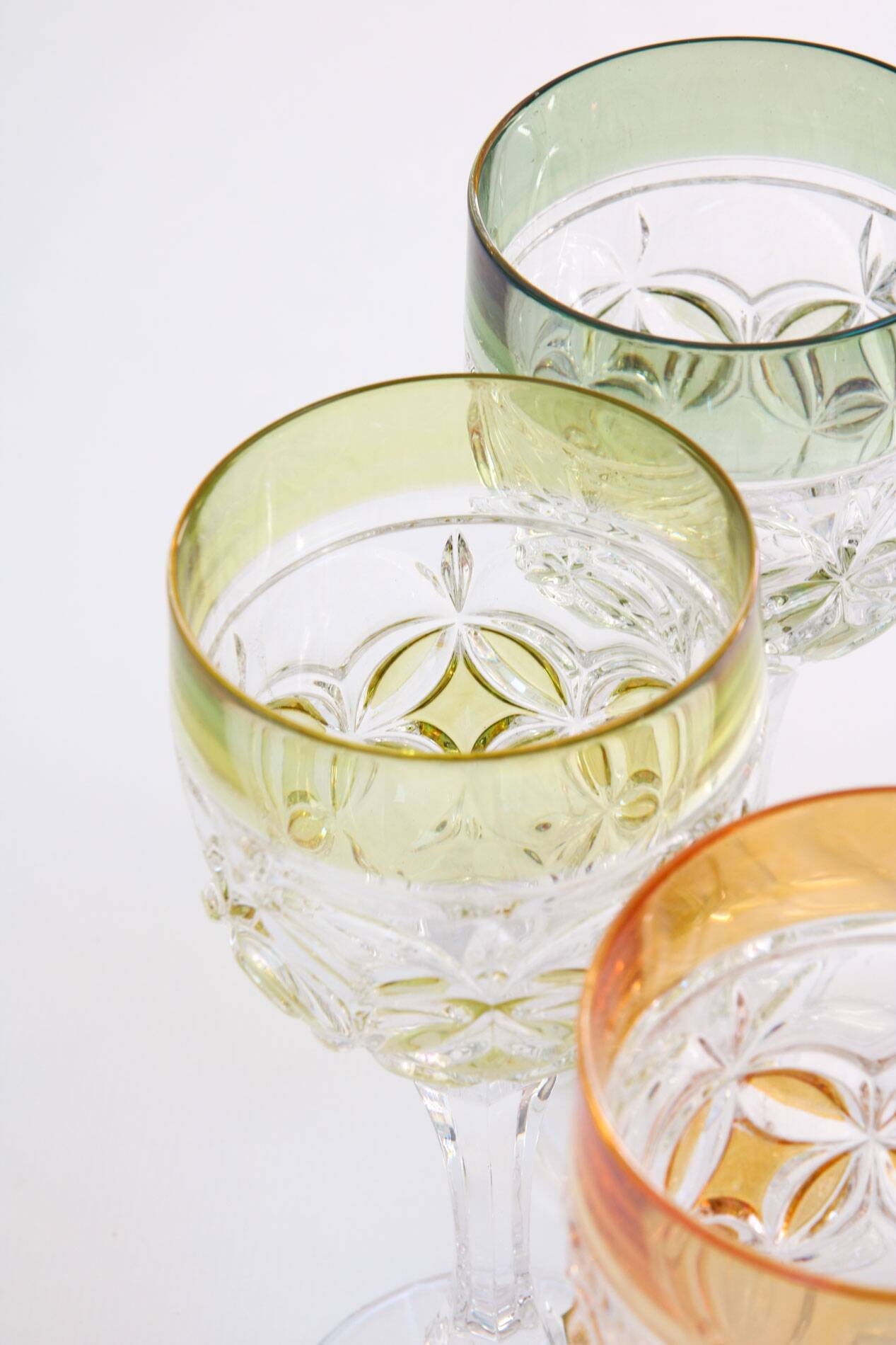 Mid-Century Hand Blown Crystal Wine Glasses from Hofbauer, Set of 6