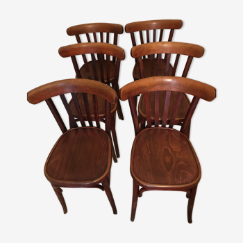 Série de 6 chaises Bistrot type Baumann circa 1940-50