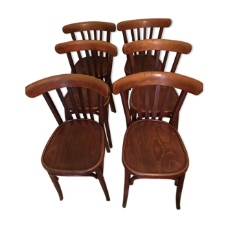 Set of 6 bistro type Baumann chairs circa 1940-50