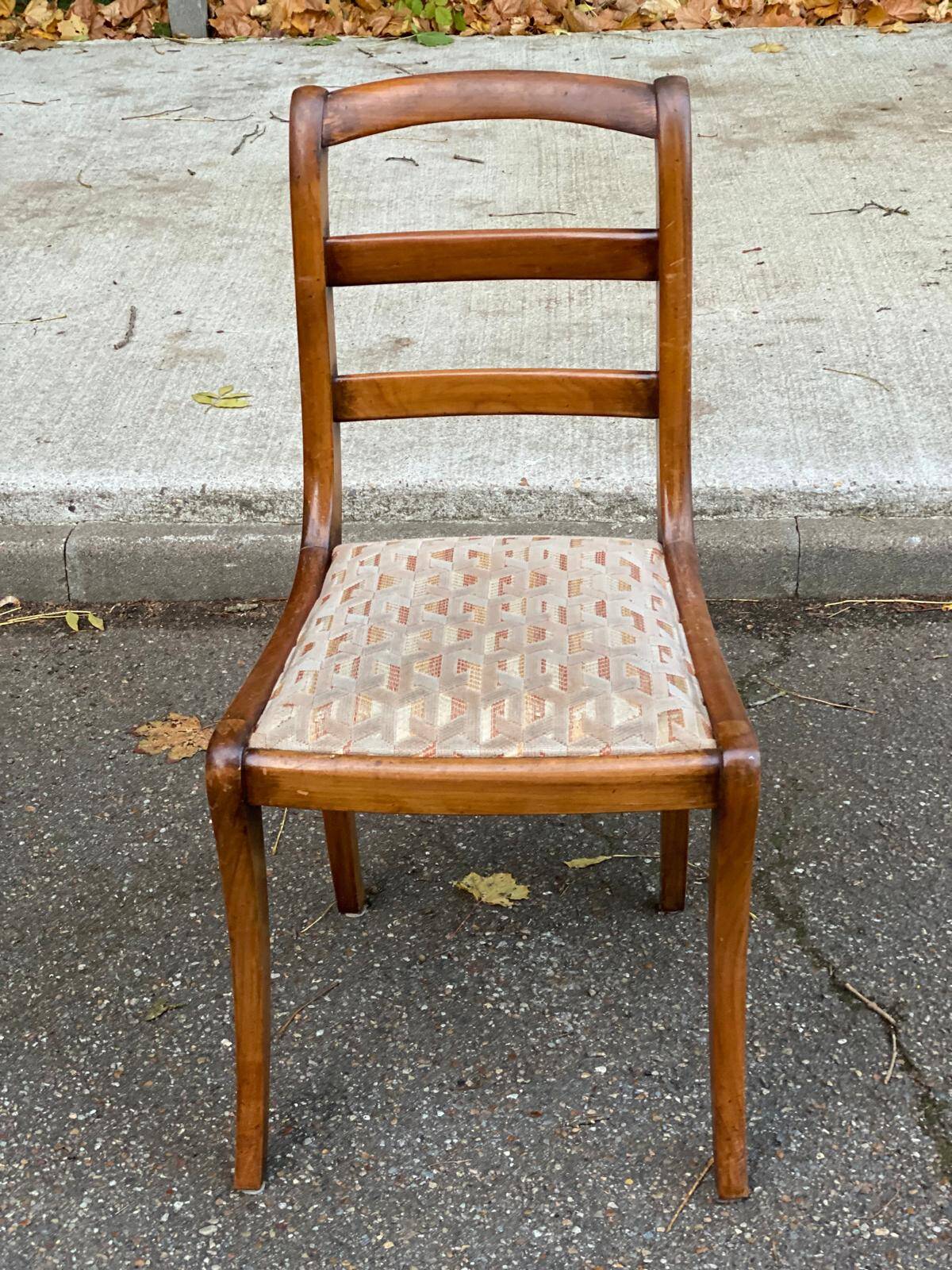 Louis Philippe solid wood and beige fabric office chair