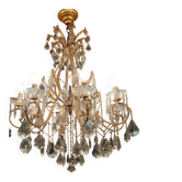 Lustre  cage style Louis XV en bronze et cristal - années 1950.
