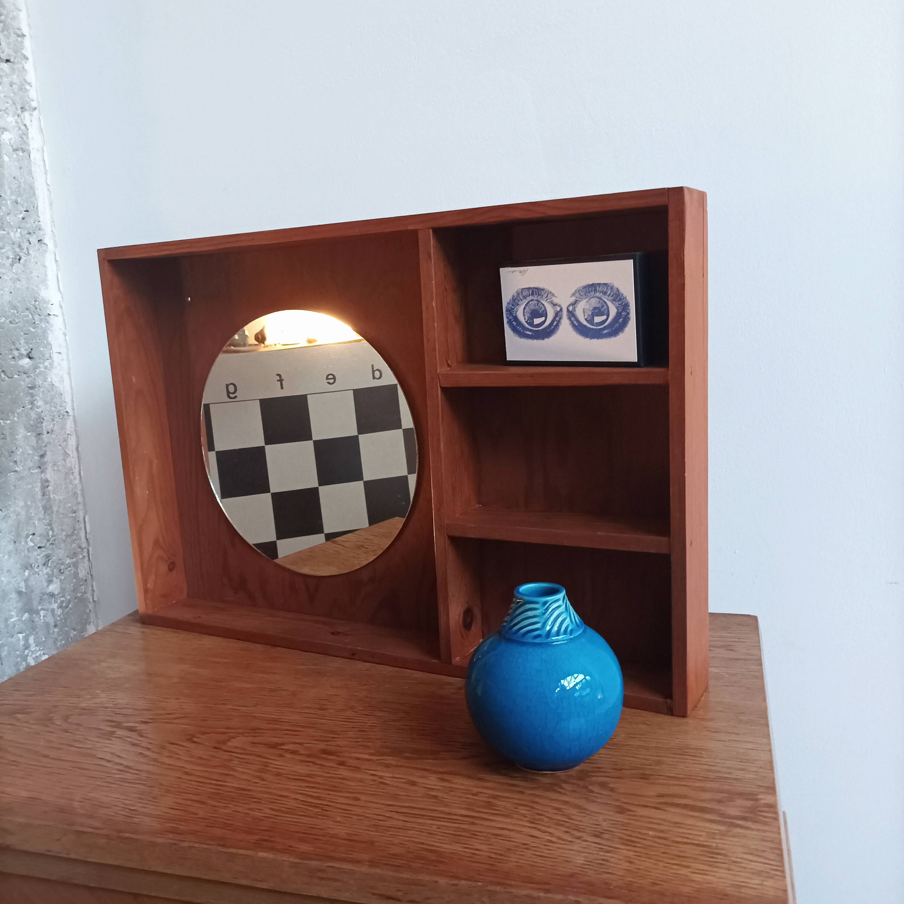 Console shelf with modernist mirror, 60s/70s