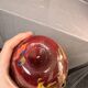Vase Pot Paste Glass Blown Red Orange Lacquered Marbled Signed Dated Art Deco