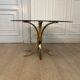 Table basse laiton et verre fumé, 1970s