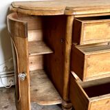 English half-moon sideboard, 2 doors and 4 drawers in light wood, 1930.