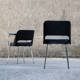Paire de fauteuils conférence noirs et chrome années 60