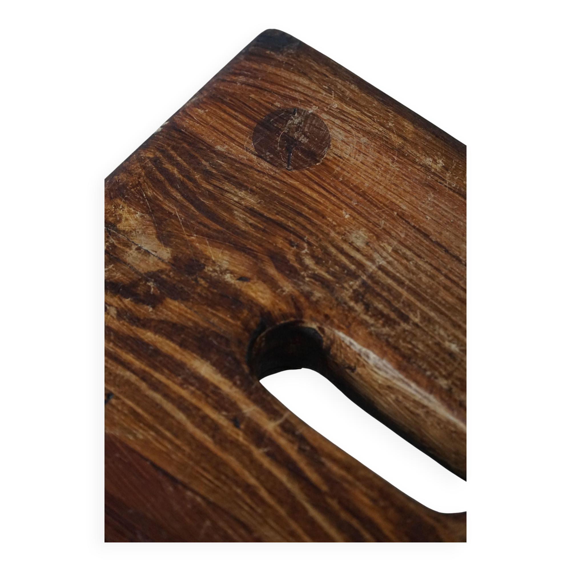 Wabi Sabi stool in solid pine, handmade by a Danish cabinetmaker, 1960s.