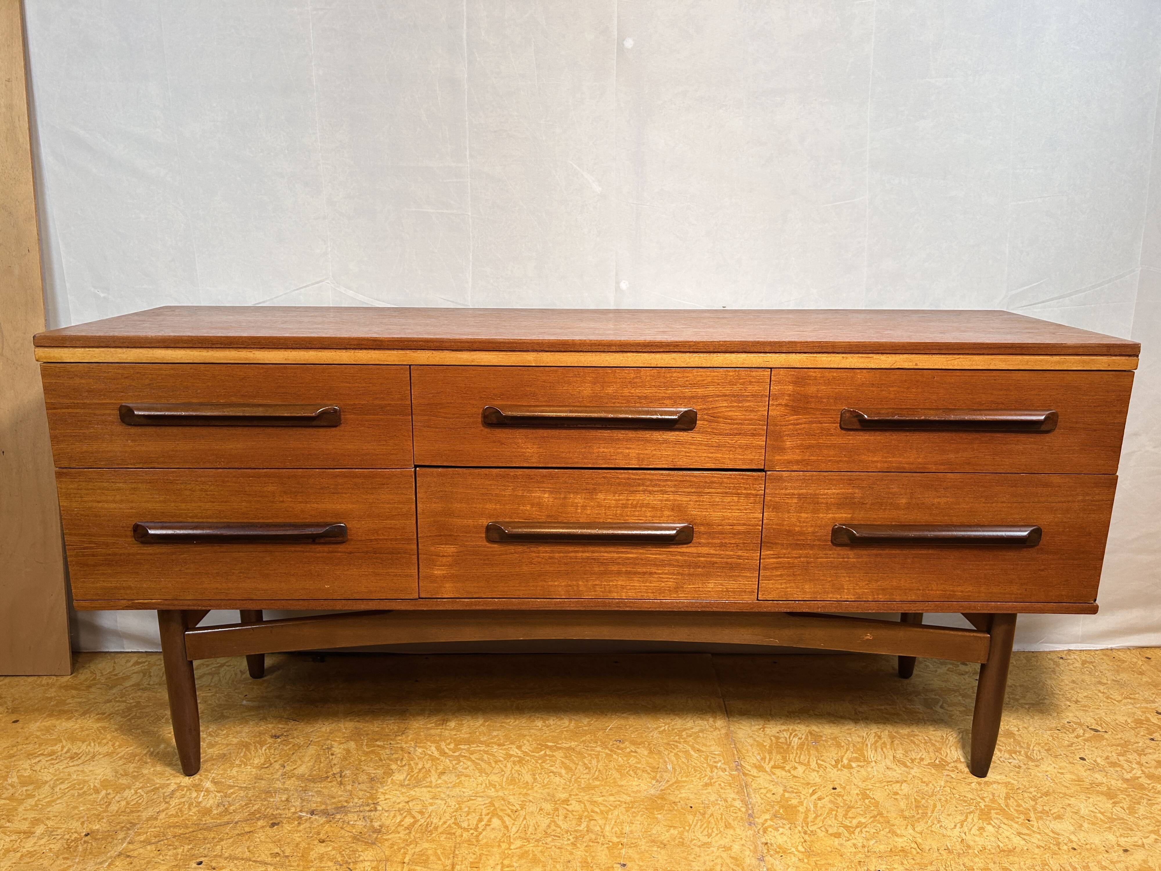 Mid Century Retro Vintage Teak Sideboard 1960s  6 Drawer Storage Stylish