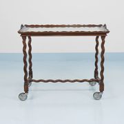 Antique Neo-Baroque Italian Barley Twist Bar Cart Serving Trolley, 1920s