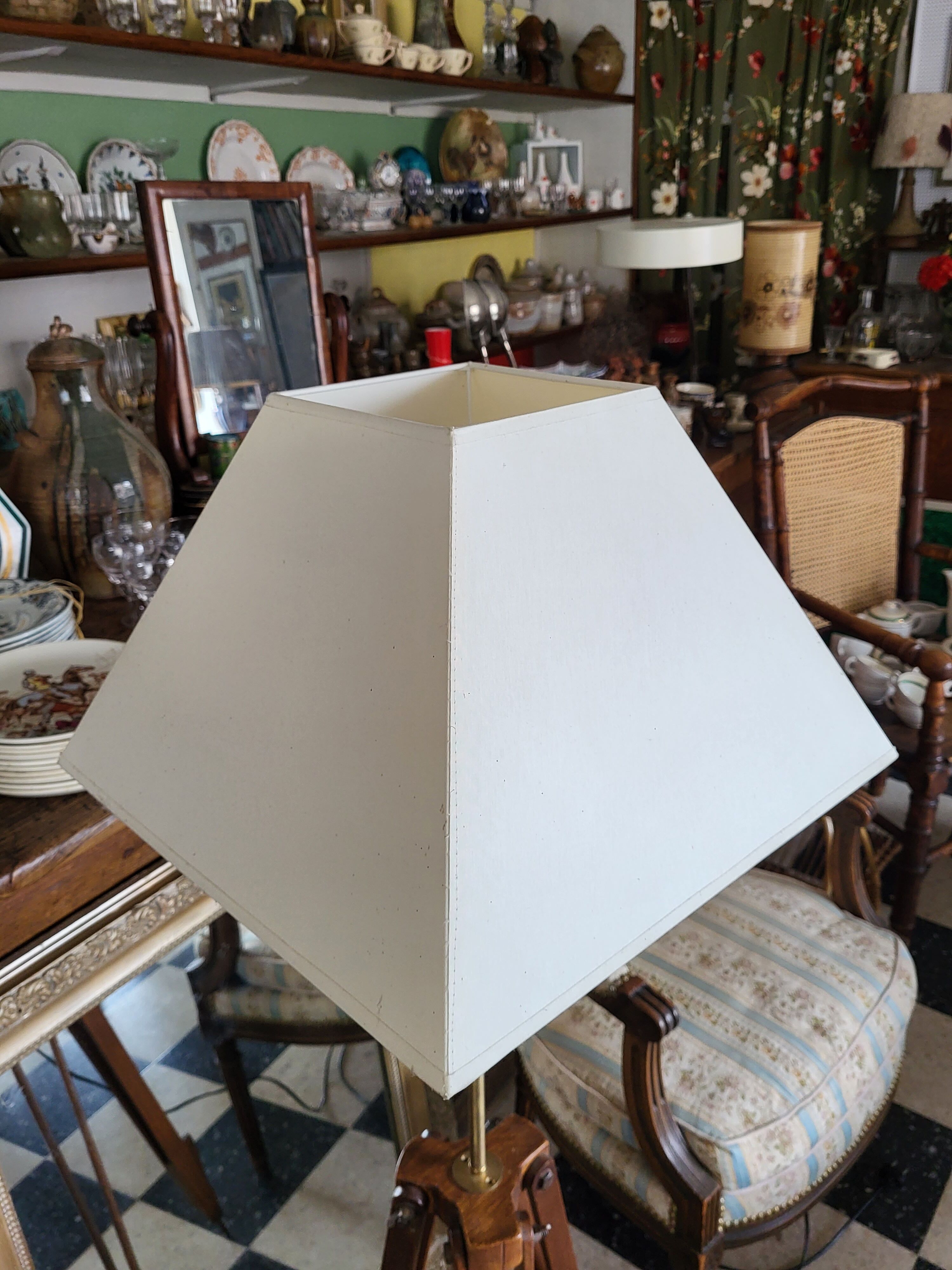 Tripod floor lamp compass wood