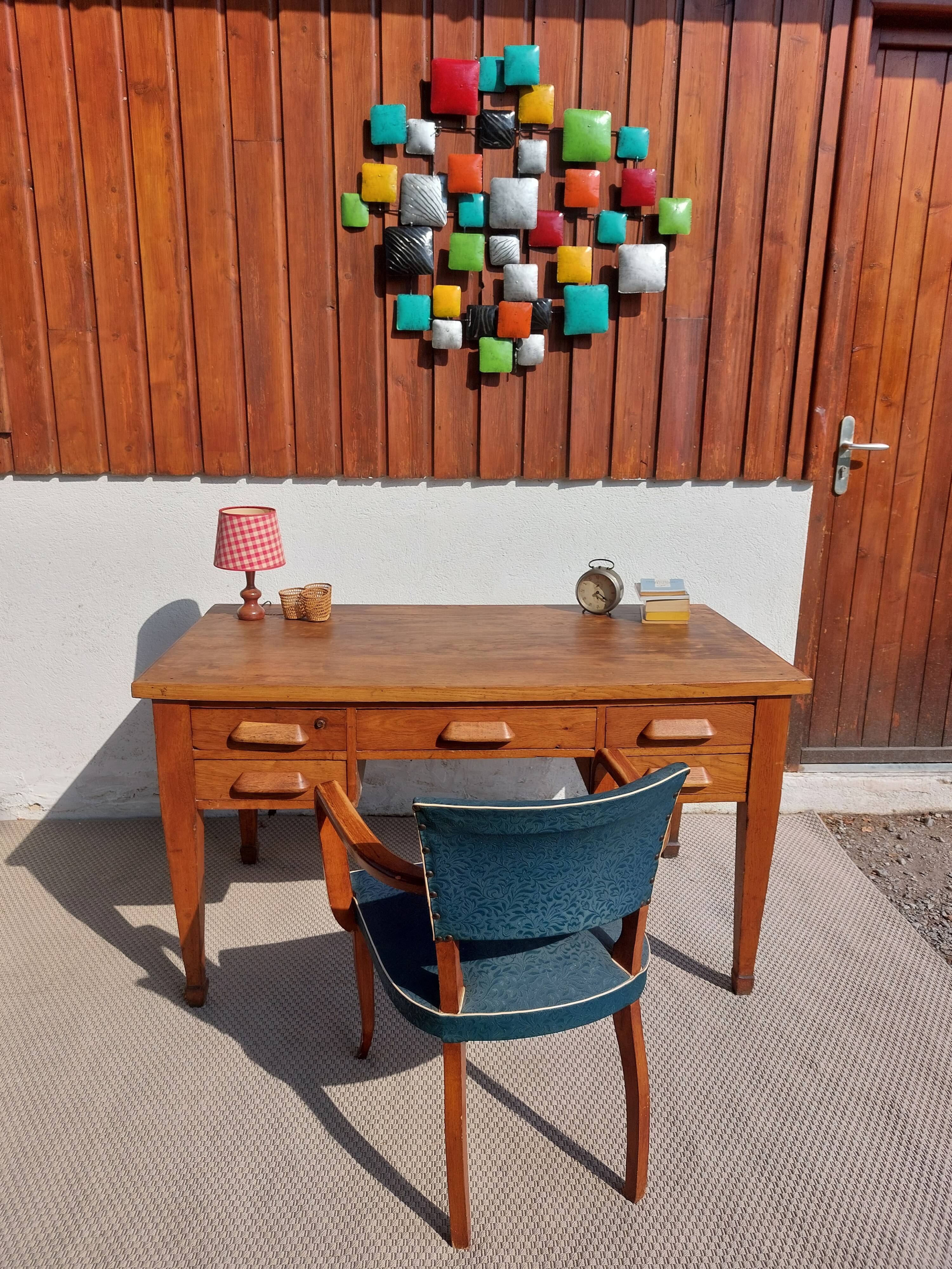 bureau en bois massif, vintage, bohème