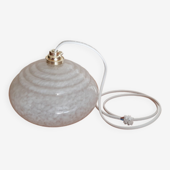 Suspension lamp in white Clichy glass, accent lamp