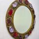 Italian mid-century mirror by Creaciones Gobesso, red & purple Murano rock crystals, 1960s