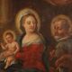 The Holy Family with saints, old painting from the 17th-18th century.