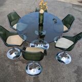 Oval dining table & 6 Gastone Rinaldi vintage chairs Roche Bobois