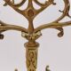 Old pair of 3 branched brass candlesticks