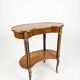 Kidney-shaped bedside table in Louis XV style with marquetry.