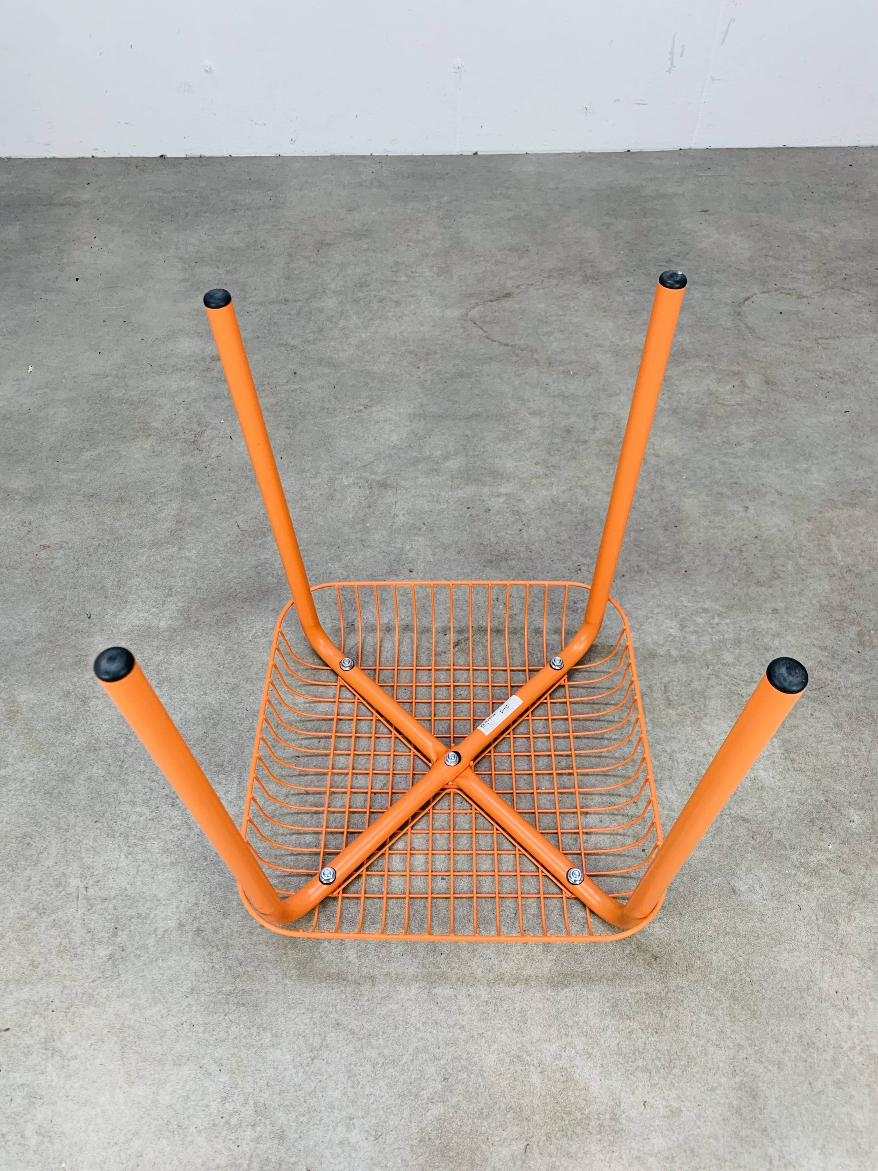 Vintage Ikea Vasteron stool, orange steel wire, 1990s