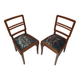 Paire de chaises de salle à manger en chêne rénovées