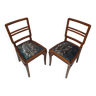 Paire de chaises de salle à manger en chêne rénovées