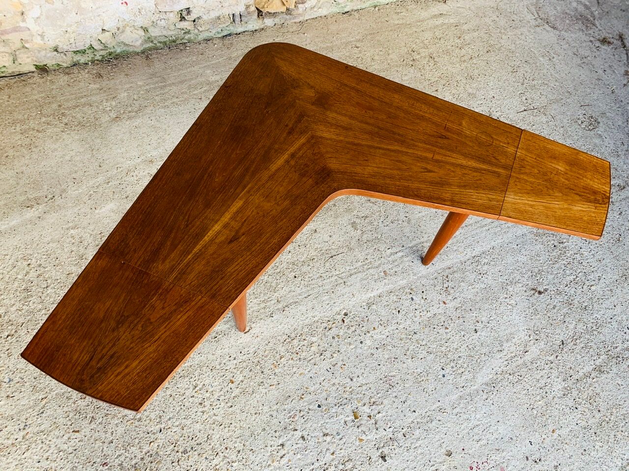 Vintage Scandinavian boomerang coffee table with folding extensions by Samcom, 1960