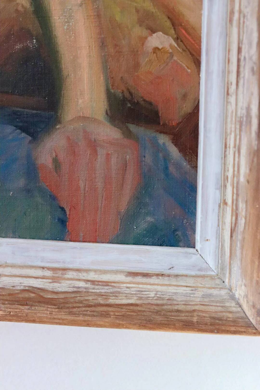 Mid-20th century original oil on canvas – nude woman