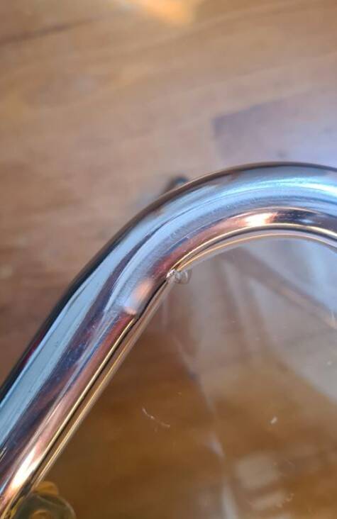 Vintage 70s shelf in chromed metal and smoked glass