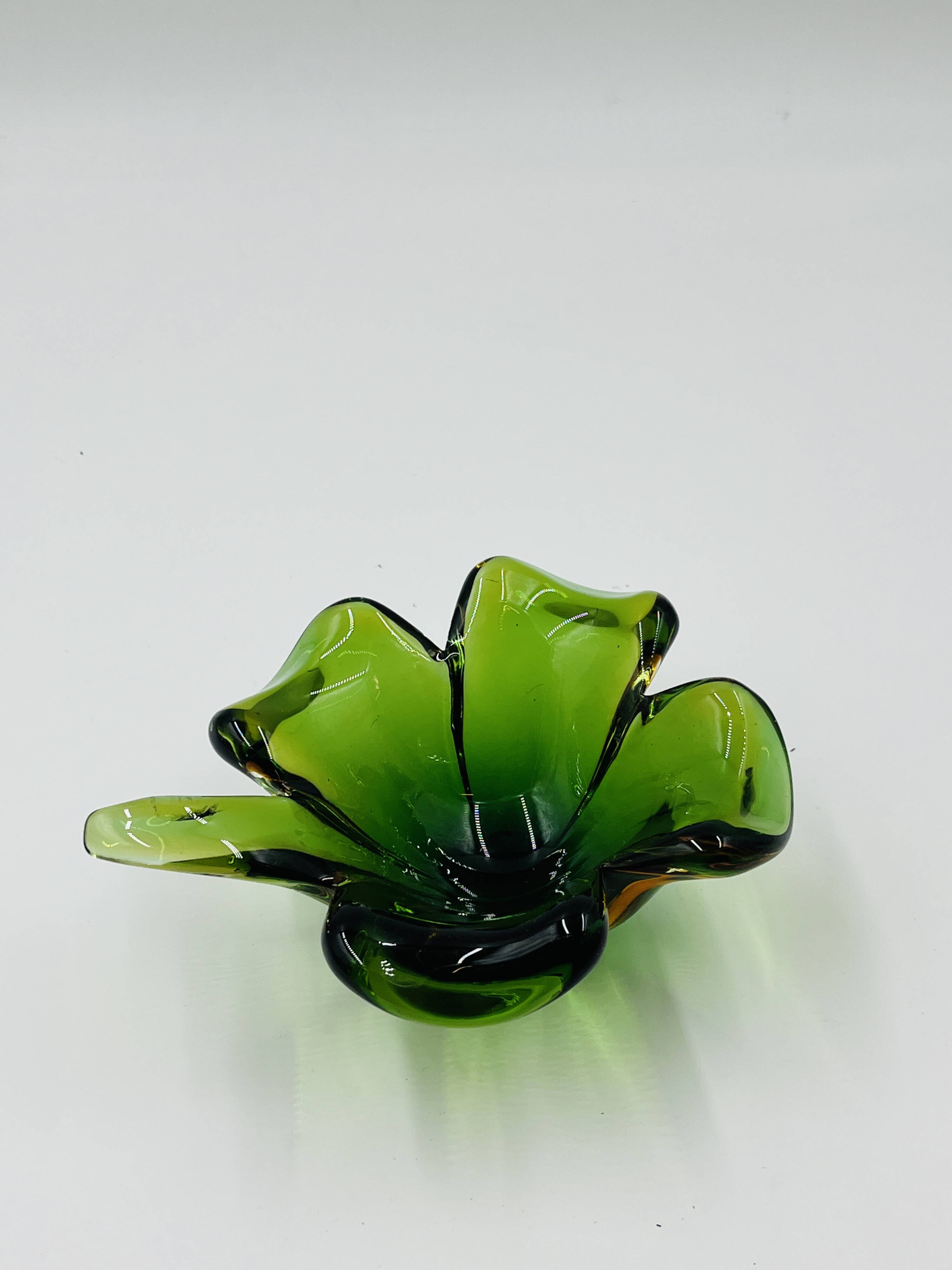 Biomorphic glass bowl from Murano attributed to Flavio Poli.