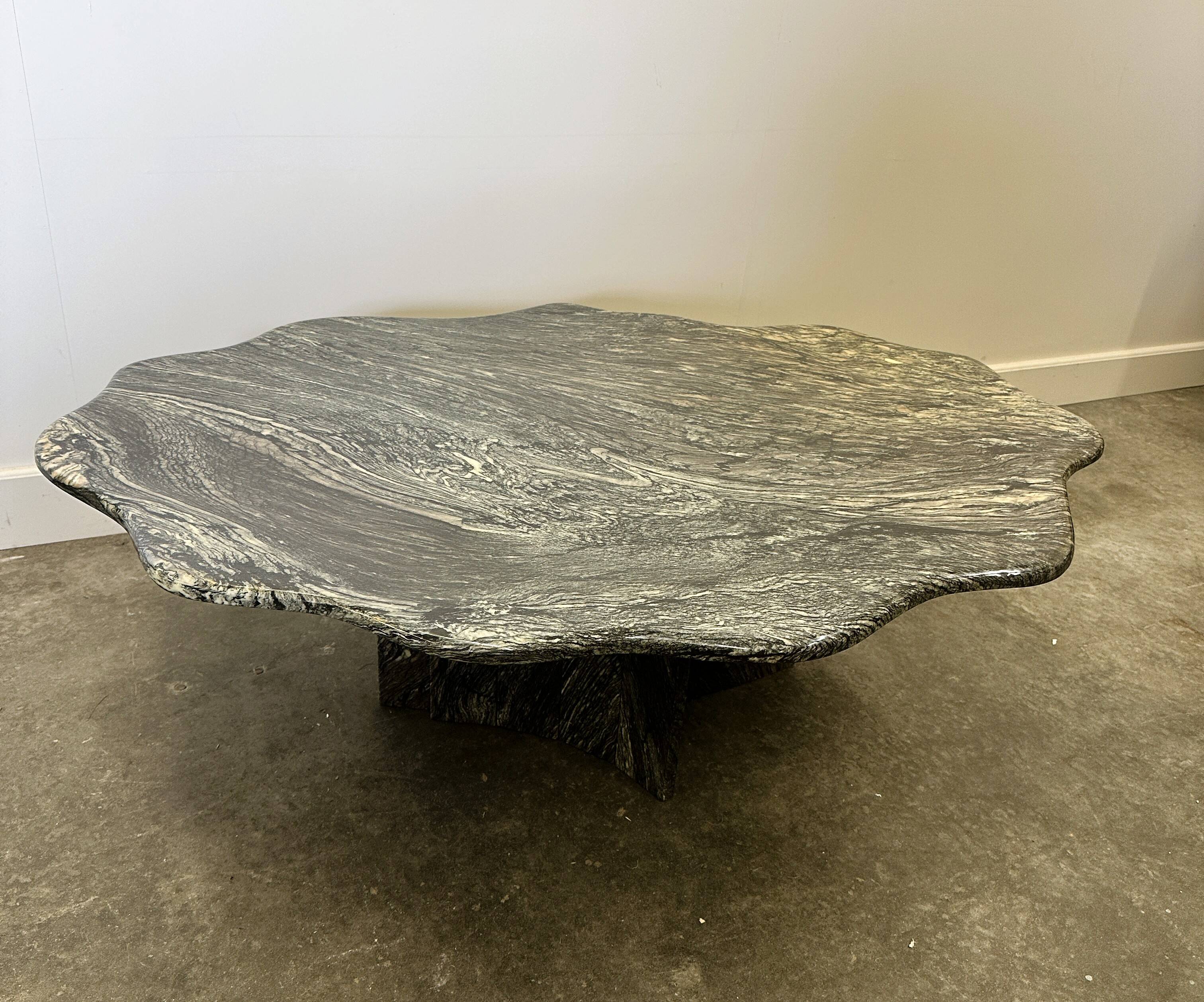 Wavy Italian Marble Coffee Table, 1970s