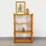Bibliothèque étagère en pin vintage des années 80 dans le style Maison Regain