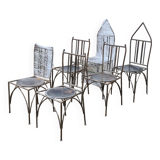 6 chaises de salle à manger en acier soudé - Art déco - Commandées à un artiste local