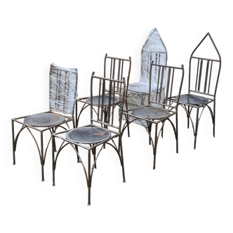 6 Welded Steel Dining Chairs - Art Deco - Commissioned from a local Artist