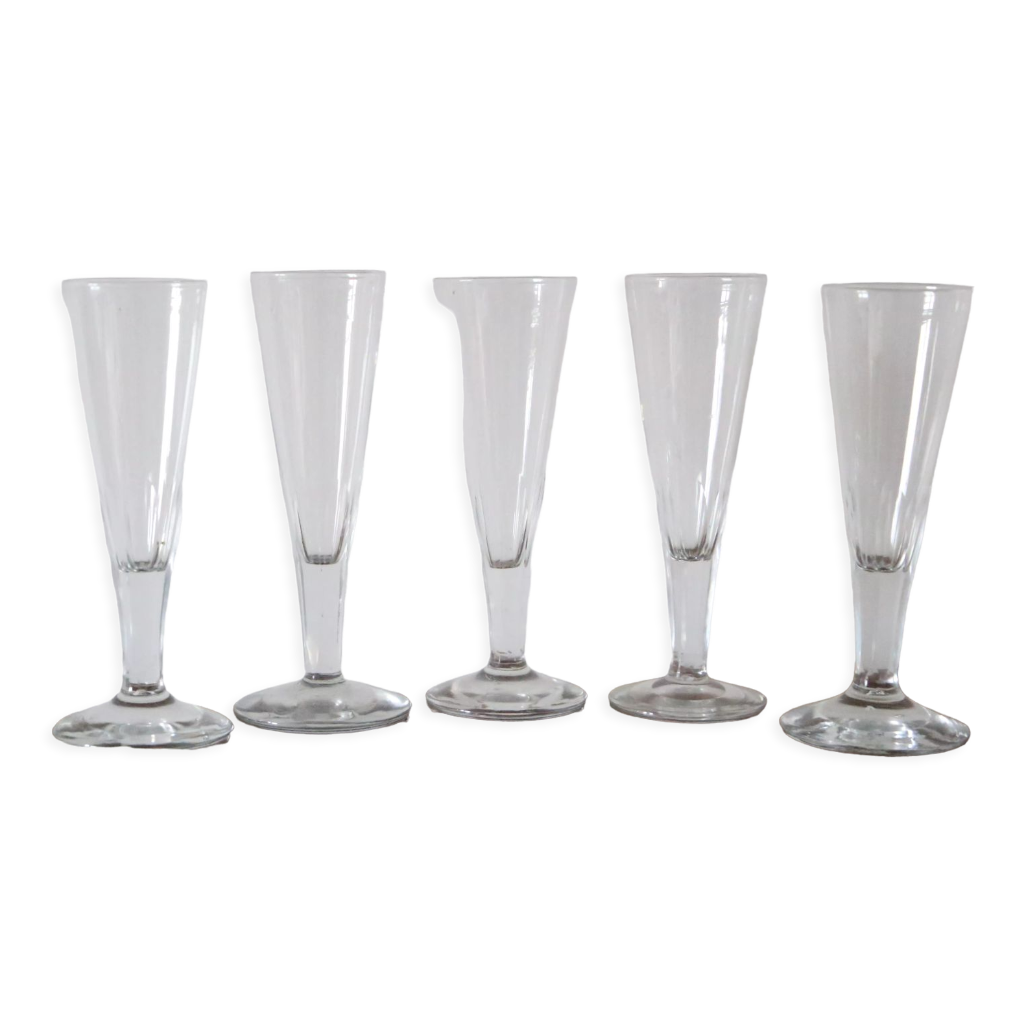 Lot de 5 flutes à champagne de bistrot, vintage