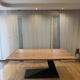 Suspended dining table in acacia wood and metal Coco